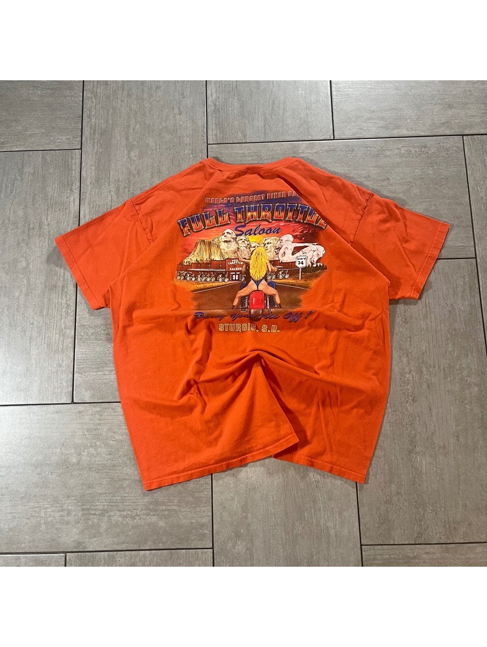 Anvil Full Throttle Saloon Graphic T-Shirt Orange 2X